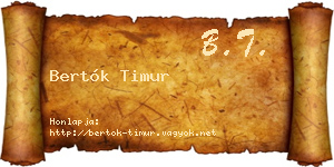 Bertók Timur névjegykártya